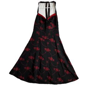 VTG Rampage 1990’s Y2K Sweetheart Halter Dress Black Red Sz 7 Fit S/M Goth Y2K